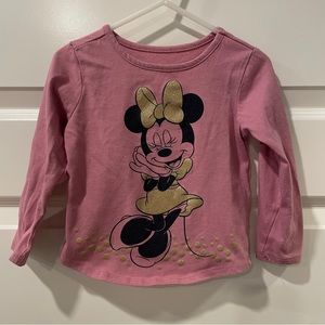 Disney Minnie Mouse Gold Glitter Long Sleeve T-shirt. Size: 2T.